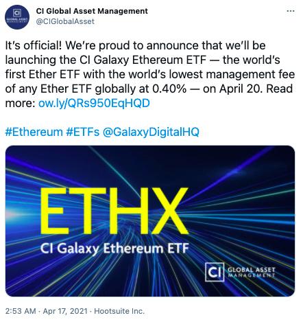 三只以太坊ETF下周将在多伦多证券交易所开启交易