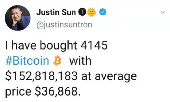 比特币暴力反弹一万美元，孙宇晨18亿“抄底”1