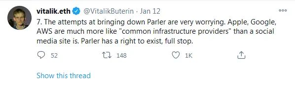 以太坊创始人罕见声援特朗普，呼吁使用去中心化的社交渠道1