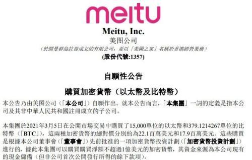 7年巨亏121亿，却斥资2.6亿狂买比特币、以太币，美图在下什么棋？2